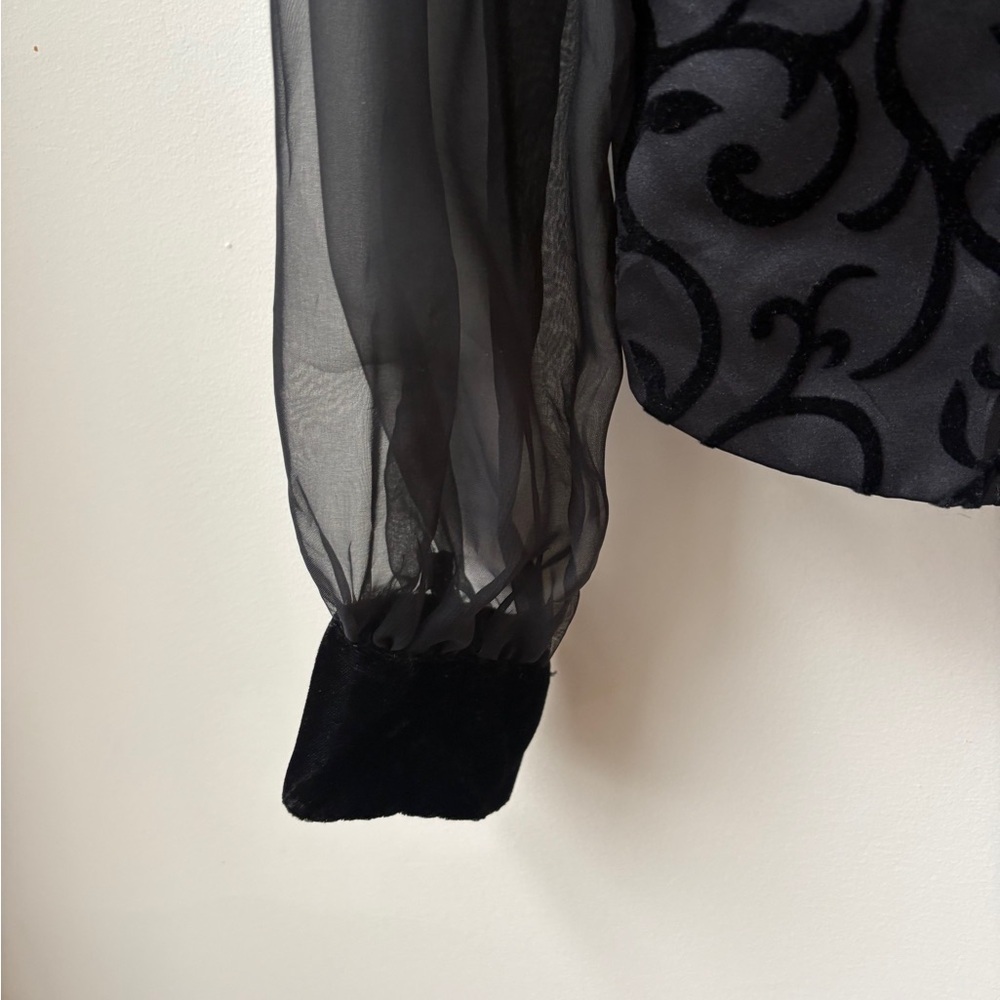 J.R. Nites Black Velvet-Trim Embroidered Jacket​ - Picture 7 of 10